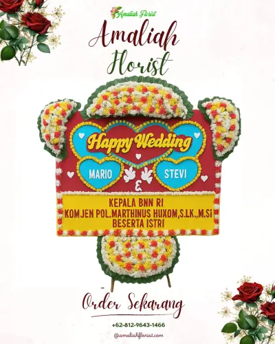 Karangan Papan Bunga Pernikahan di Setonogedong